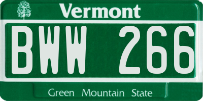 VT license plate BWW266