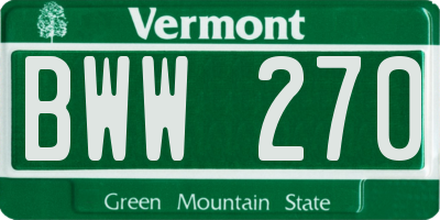 VT license plate BWW270