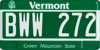 VT license plate BWW272