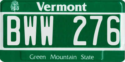 VT license plate BWW276