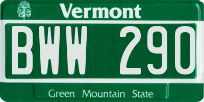 VT license plate BWW290