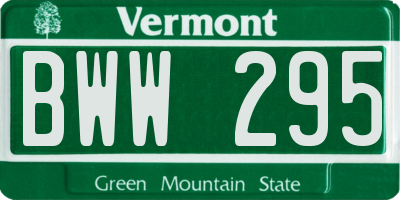 VT license plate BWW295