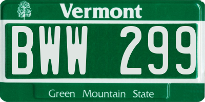 VT license plate BWW299