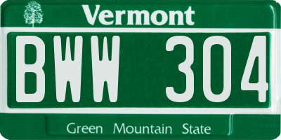 VT license plate BWW304