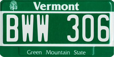 VT license plate BWW306