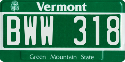 VT license plate BWW318