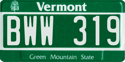 VT license plate BWW319