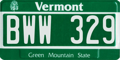 VT license plate BWW329