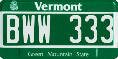VT license plate BWW333