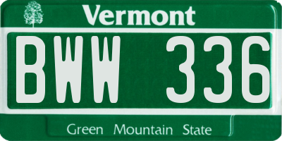 VT license plate BWW336