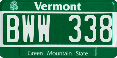 VT license plate BWW338