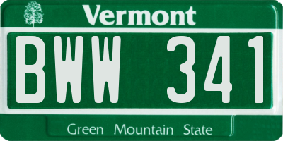 VT license plate BWW341