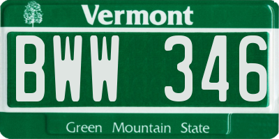 VT license plate BWW346