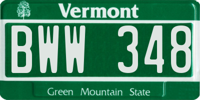 VT license plate BWW348