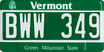 VT license plate BWW349