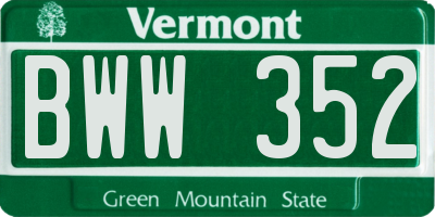 VT license plate BWW352