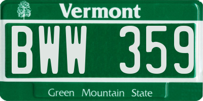 VT license plate BWW359