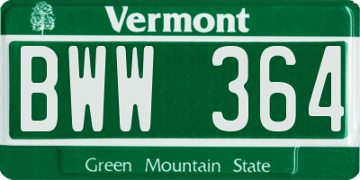 VT license plate BWW364