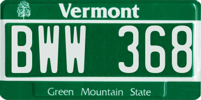 VT license plate BWW368