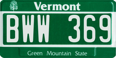 VT license plate BWW369