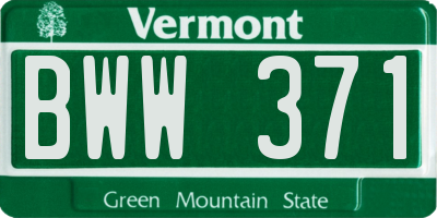 VT license plate BWW371
