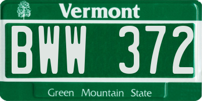 VT license plate BWW372