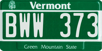 VT license plate BWW373