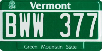 VT license plate BWW377