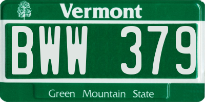 VT license plate BWW379