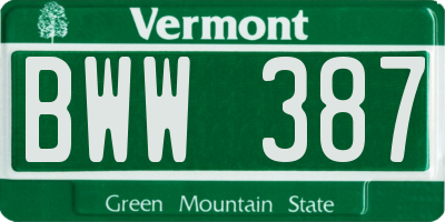 VT license plate BWW387