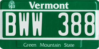 VT license plate BWW388