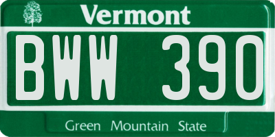 VT license plate BWW390