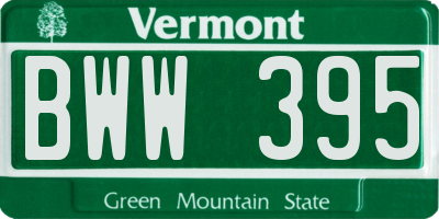 VT license plate BWW395