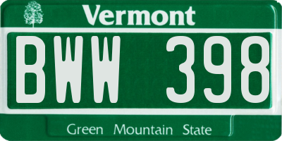 VT license plate BWW398