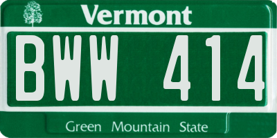 VT license plate BWW414