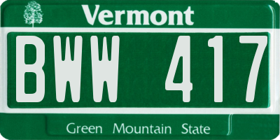 VT license plate BWW417