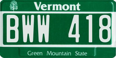 VT license plate BWW418