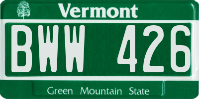 VT license plate BWW426