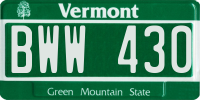 VT license plate BWW430