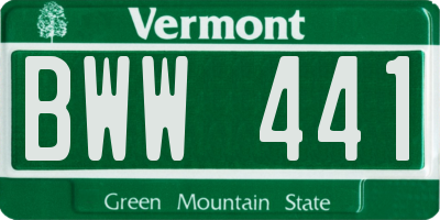 VT license plate BWW441