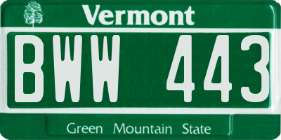 VT license plate BWW443