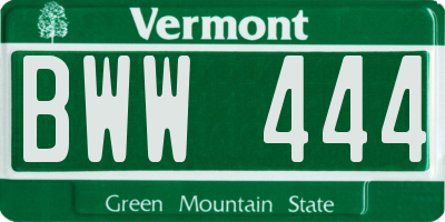 VT license plate BWW444
