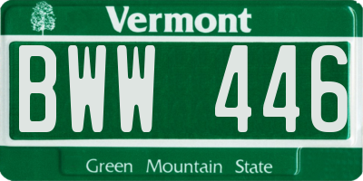 VT license plate BWW446