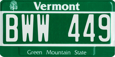 VT license plate BWW449