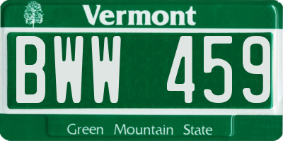 VT license plate BWW459