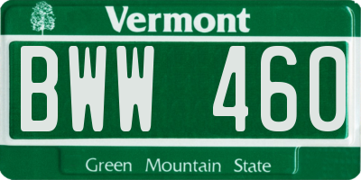VT license plate BWW460