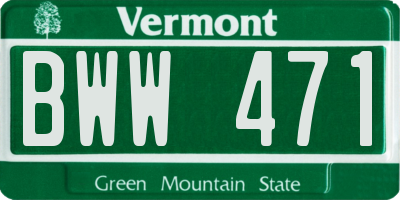 VT license plate BWW471