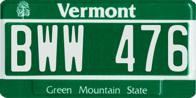 VT license plate BWW476