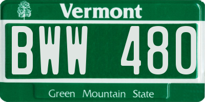 VT license plate BWW480