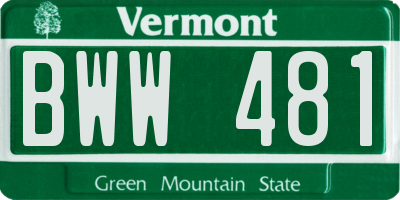 VT license plate BWW481
